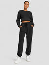 YUCOLEN Heavyweight Fleece Lined Sweatpants Baggy Unisex Relaxed Fit Joggers in Black