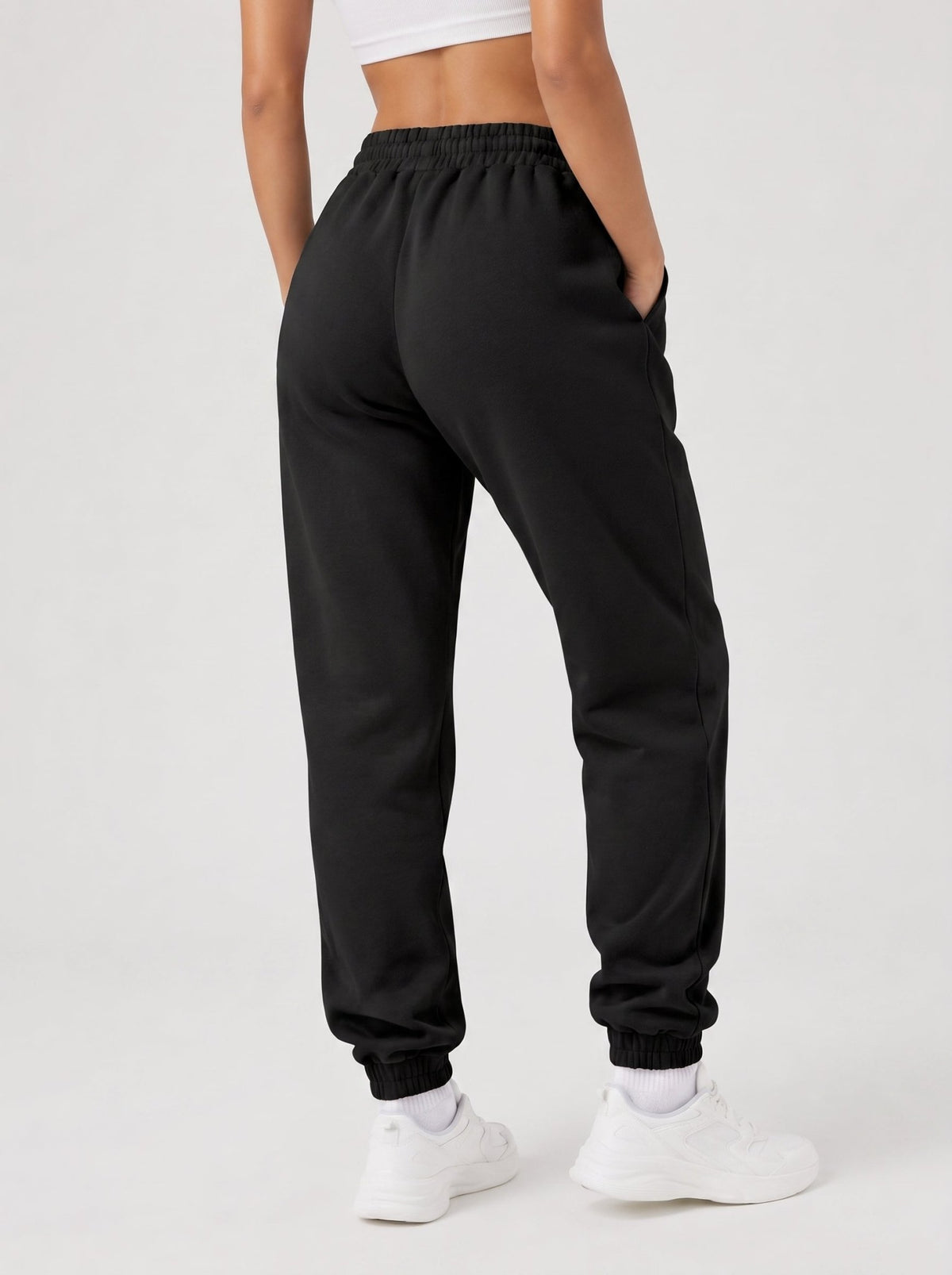 YUCOLEN Heavyweight Fleece Lined Sweatpants Baggy Unisex Relaxed Fit Joggers in Black
