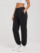 YUCOLEN Heavyweight Fleece Lined Sweatpants Baggy Unisex Relaxed Fit Joggers in Black