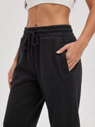 YUCOLEN Heavyweight Fleece Lined Sweatpants Baggy Unisex Relaxed Fit Joggers in Black