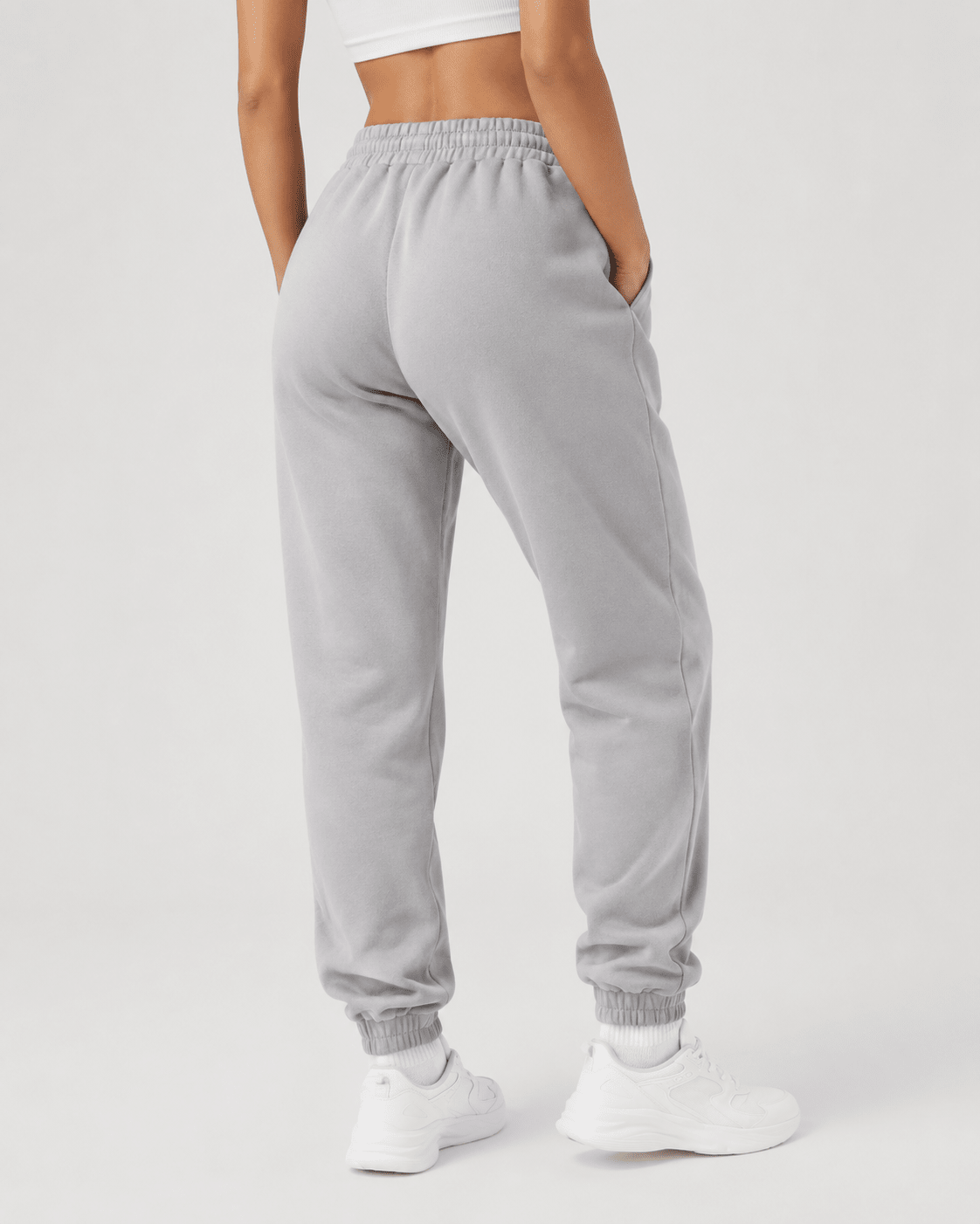 YUCOLEN Heavyweight Fleece Lined Sweatpants Baggy Unisex Relaxed Fit Joggers in Light Grey