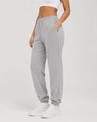 YUCOLEN Heavyweight Fleece Lined Sweatpants Baggy Unisex Relaxed Fit Joggers in Light Grey