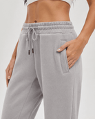 YUCOLEN Heavyweight Fleece Lined Sweatpants Baggy Unisex Relaxed Fit Joggers in Light Grey