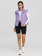 YUCOLEN Women's Cropped Puffer Vest Lightweight Windproof Insulated Gilet with Pockets in Taro Purple
