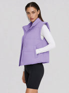 YUCOLEN Women's Cropped Puffer Vest Lightweight Windproof Insulated Gilet with Pockets in Taro Purple