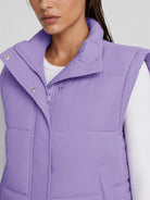 YUCOLEN Women's Cropped Puffer Vest Lightweight Windproof Insulated Gilet with Pockets in Taro Purple