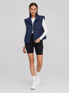 YUCOLEN Women's Cropped Puffer Vest Lightweight Windproof Insulated Gilet with Pockets in Navy