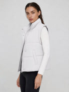 YUCOLEN Women's Cropped Puffer Vest Lightweight Windproof Insulated Gilet with Pockets in White