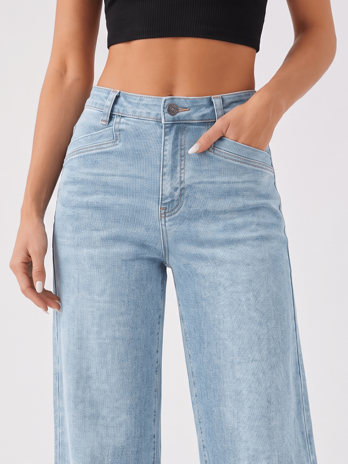 YUCOLEN Women's High Waisted Wide Leg Jeans Stretchy Vintage Loose Denim Pants in Light Blue