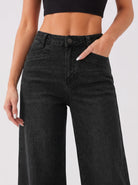 YUCOLEN Women's High Waisted Wide Leg Jeans Stretchy Vintage Loose Denim Pants in Black
