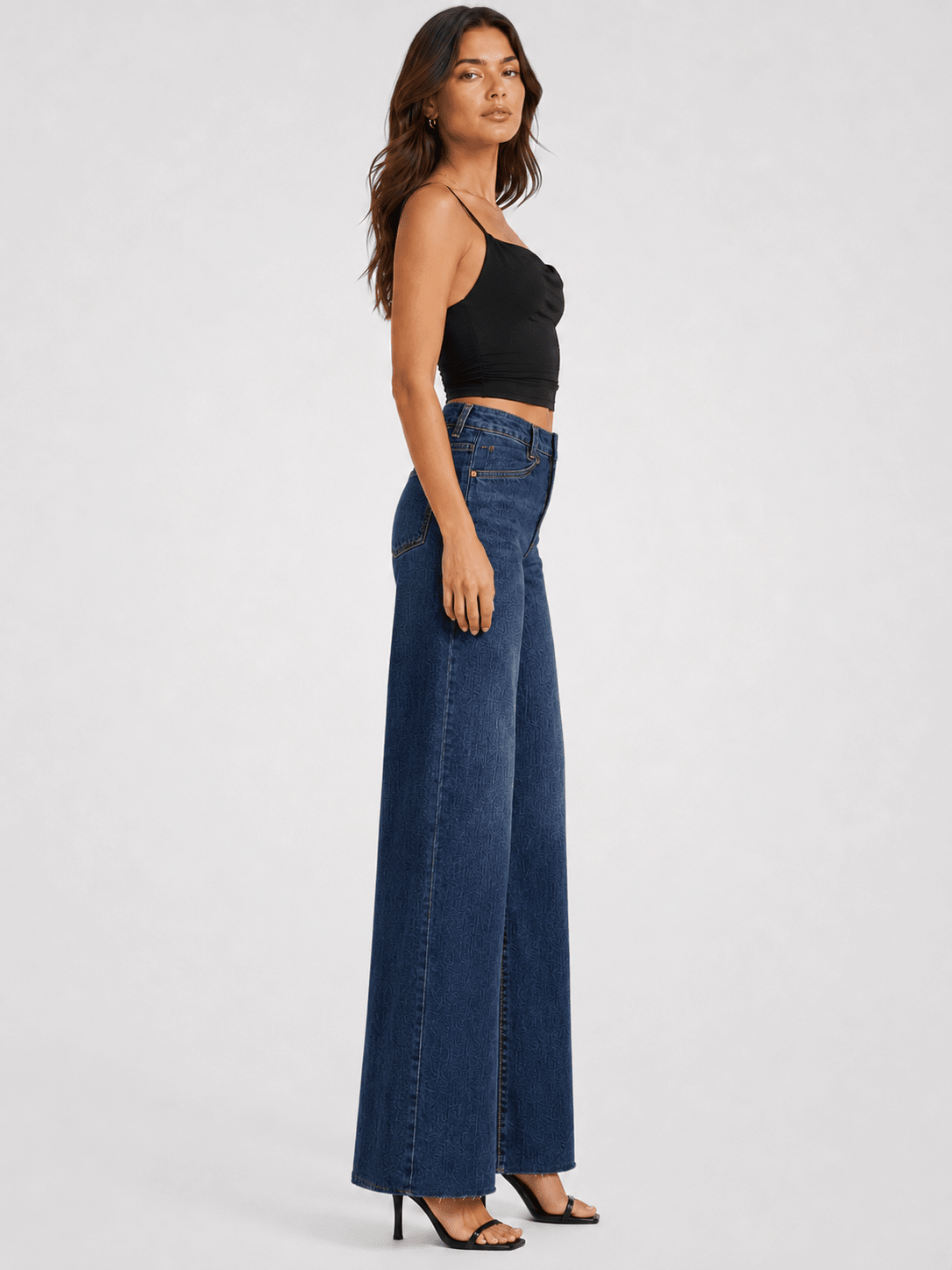 YUCOLEN Women's High Waisted Wide Leg Jeans Stretchy Vintage Loose Denim Pants in Dark Blue
