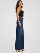 YUCOLEN Women's High Waisted Wide Leg Jeans Stretchy Vintage Loose Denim Pants in Dark Blue