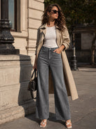 YUCOLEN Women's High Waisted Wide Leg Jeans Stretchy Vintage Loose Denim Pants in Gray