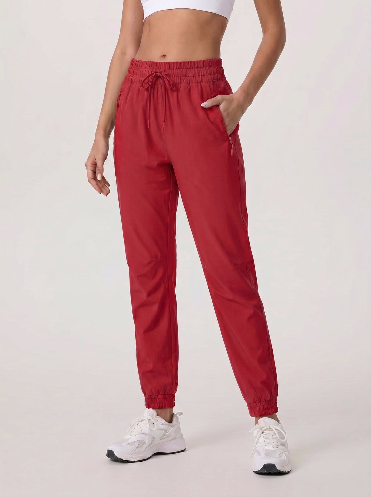 YUCOLEN Women's Lightweight Quick Dry Hiking Pants Water Resistant Outdoor Joggers in Tomato Red