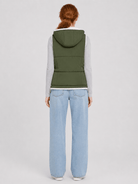YUCOLEN Women's Reversible Puffer Fleece Lined Hooded Vest in Army Green