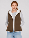 YUCOLEN Women's Reversible Puffer Fleece Lined Hooded Vest in Coffee