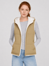 YUCOLEN Women's Reversible Puffer Fleece Lined Hooded Vest in Khaki