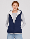 YUCOLEN Women's Reversible Puffer Fleece Lined Hooded Vest in Navy