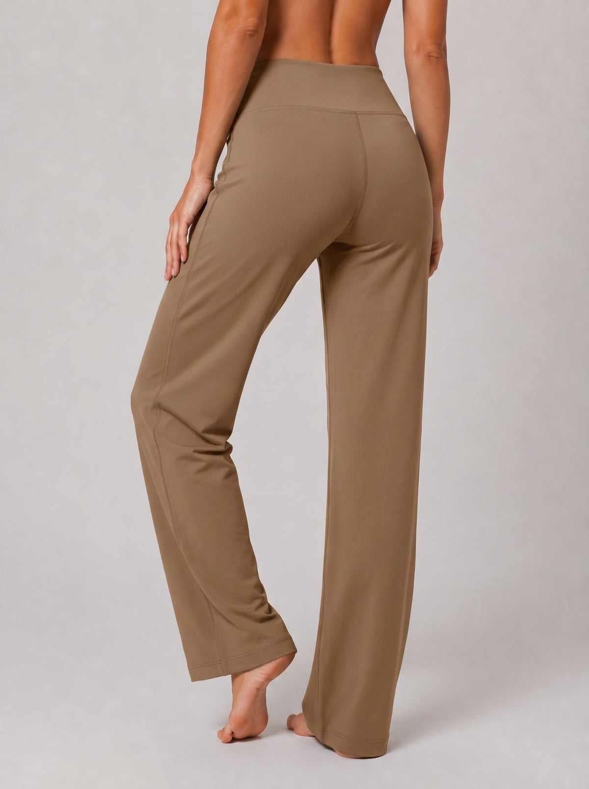 YUCOLEN Women's Straight Leg Yoga Pants High Waisted Performance Trousers with Pockets in Cocoa color