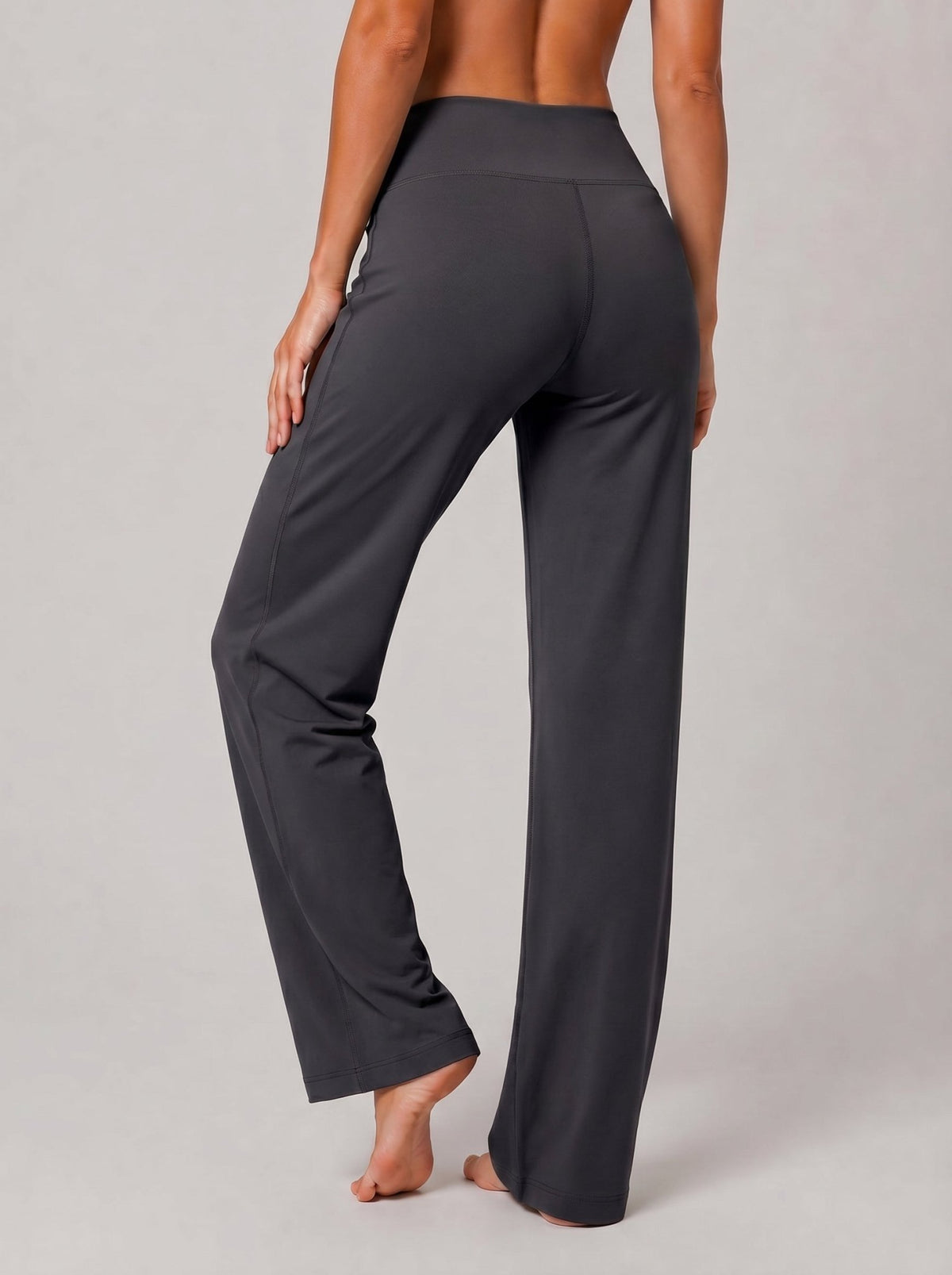 YUCOLEN Women's Straight Leg Yoga Pants High Waisted Performance Trousers with Pockets in Grey