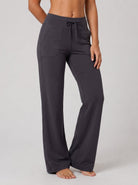 YUCOLEN Women's Straight Leg Yoga Pants High Waisted Performance Trousers with Pockets in Grey