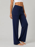 YUCOLEN Women's Straight Leg Yoga Pants High Waisted Performance Trousers with Pockets in Navy blue