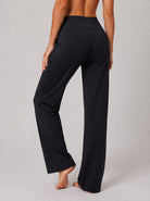 YUCOLEN Women's Straight Leg Yoga Pants High Waisted Performance Trousers with Pockets in Black
