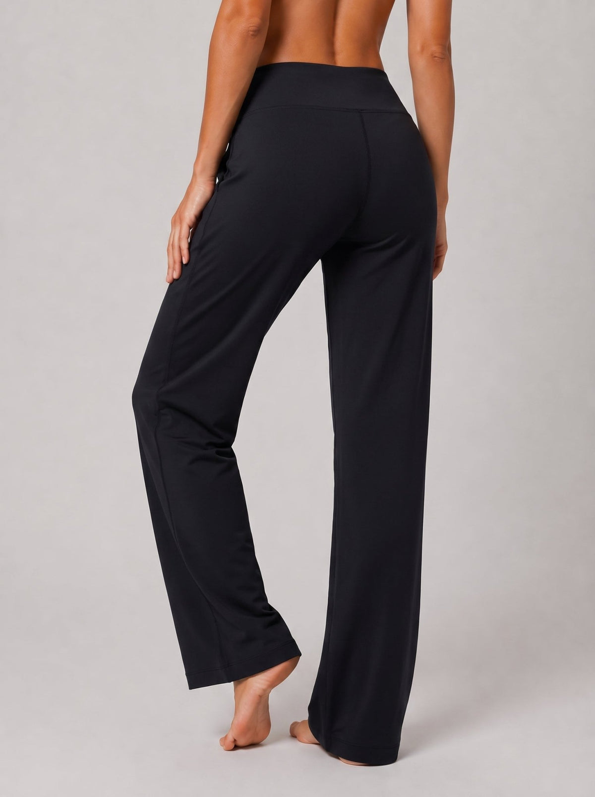 YUCOLEN Women's Straight Leg Yoga Pants High Waisted Performance Trousers with Pockets in Black