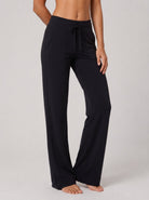 YUCOLEN Women's Straight Leg Yoga Pants High Waisted Performance Trousers with Pockets in Black