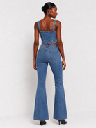 YUCOLEN Women's Stretchy Flare Jeans Slim Fit Bootcut Denim Pants in Medium Blue