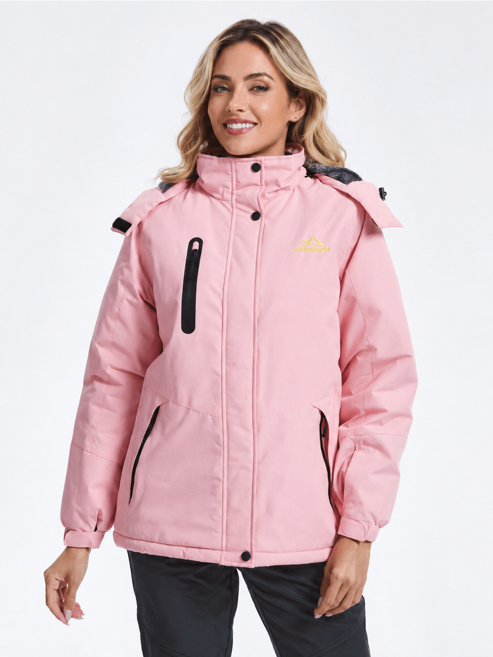 YUCOLEN Women's Waterproof Ski Jacket Fleece Lined Insulated Winter Snow Coat with 5 Pockets in Pink