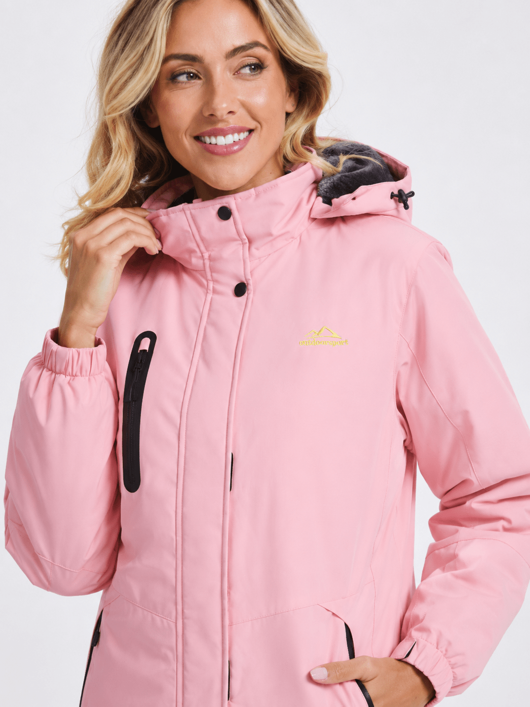 YUCOLEN Women's Waterproof Ski Jacket Fleece Lined Insulated Winter Snow Coat with 5 Pockets in Pink