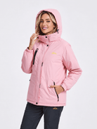 YUCOLEN Women's Waterproof Ski Jacket Fleece Lined Insulated Winter Snow Coat with 5 Pockets in Pink