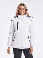 YUCOLEN Women's Waterproof Ski Jacket Fleece Lined Insulated Winter Snow Coat with 5 Pockets in White