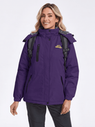 YUCOLEN Women's Waterproof Ski Jacket Fleece Lined Insulated Winter Snow Coat with 5 Pockets in Dark Purple