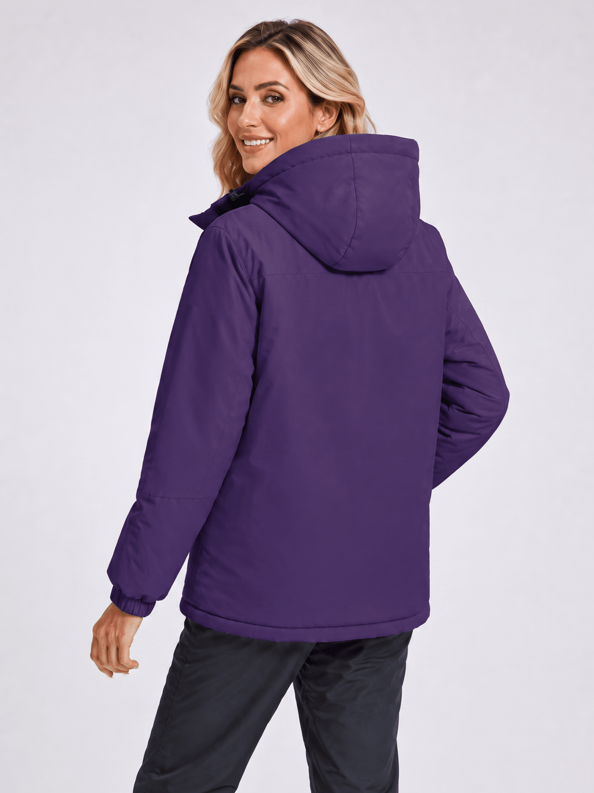 YUCOLEN Women's Waterproof Ski Jacket Fleece Lined Insulated Winter Snow Coat with 5 Pockets in Dark Purple