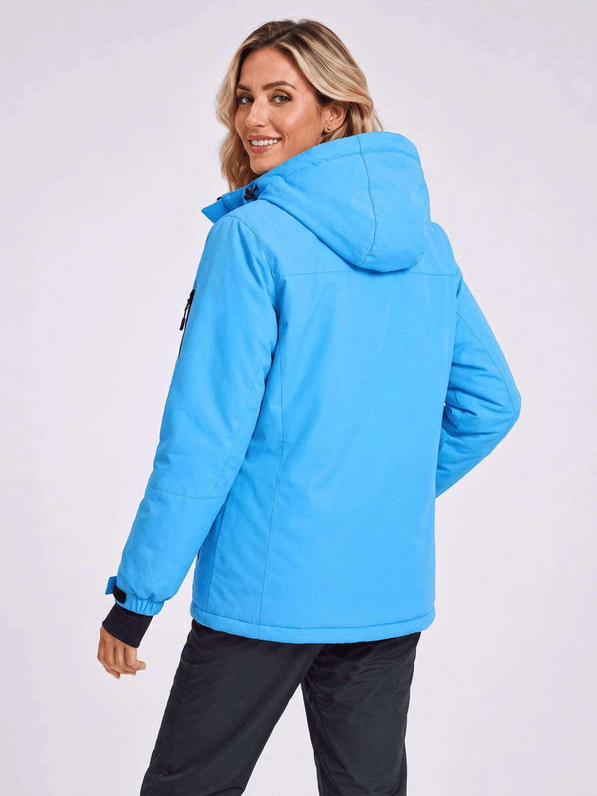 YUCOLEN Women's Waterproof Ski Jacket Fleece Lined Insulated Winter Snow Coat with 5 Pockets in Moon Blue