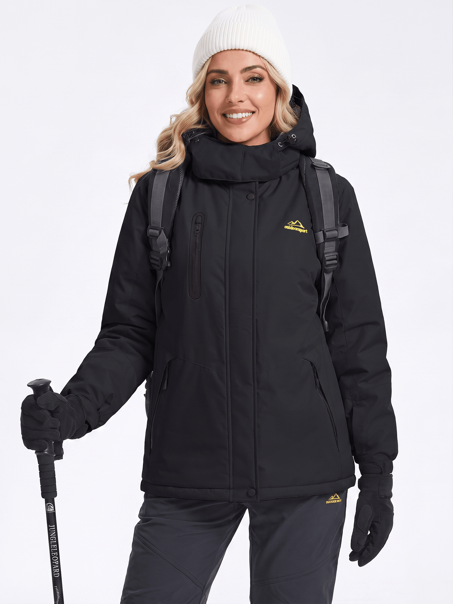 YUCOLEN Women's Waterproof Ski Jacket Fleece Lined Insulated Winter Snow Coat with 5 Pockets in Black