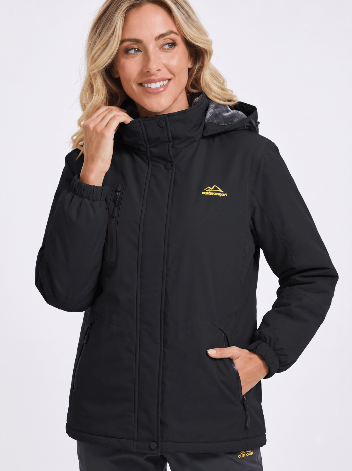 YUCOLEN Women's Waterproof Ski Jacket Fleece Lined Insulated Winter Snow Coat with 5 Pockets in Black