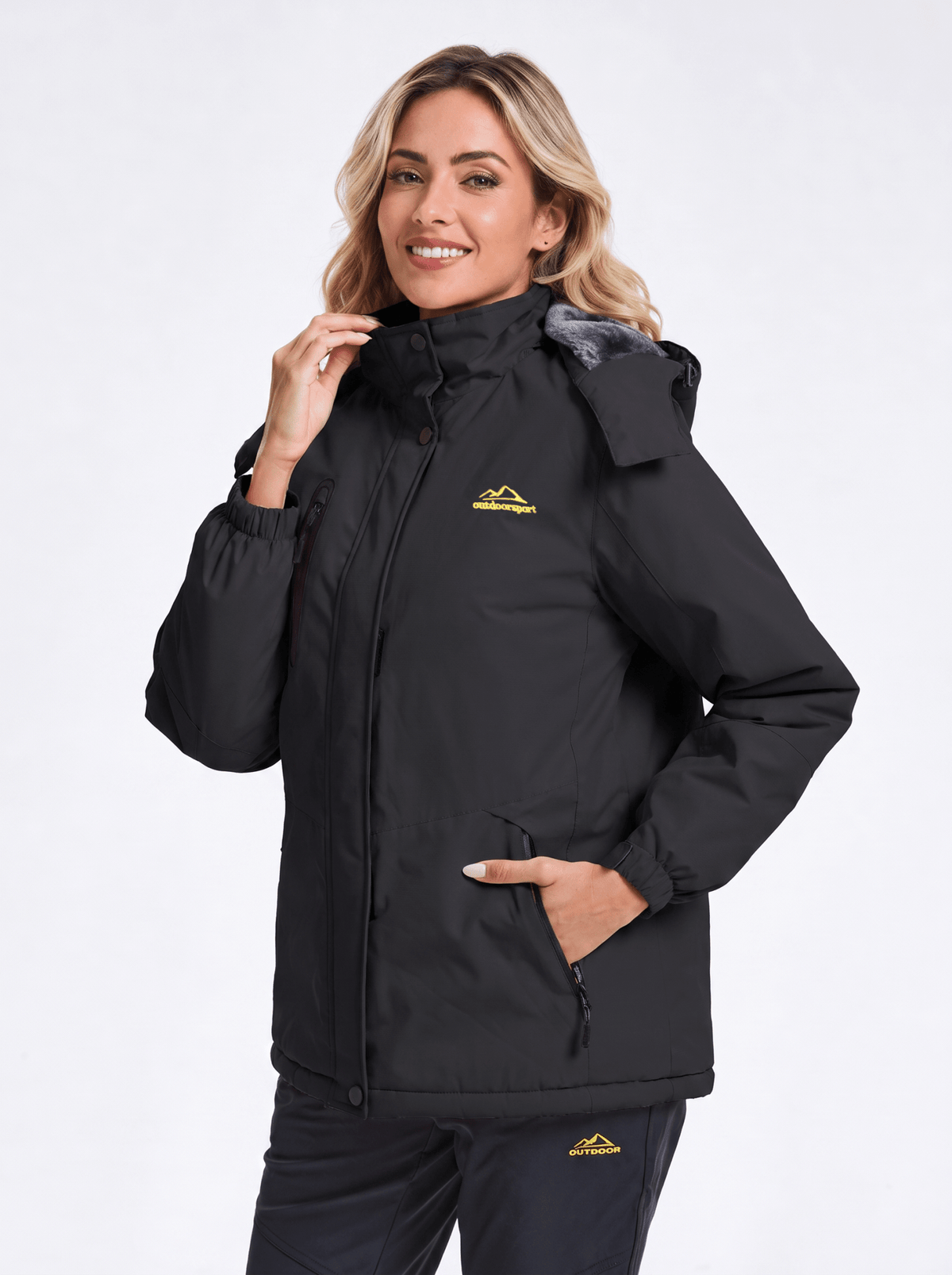 YUCOLEN Women's Waterproof Ski Jacket Fleece Lined Insulated Winter Snow Coat with 5 Pockets in Black