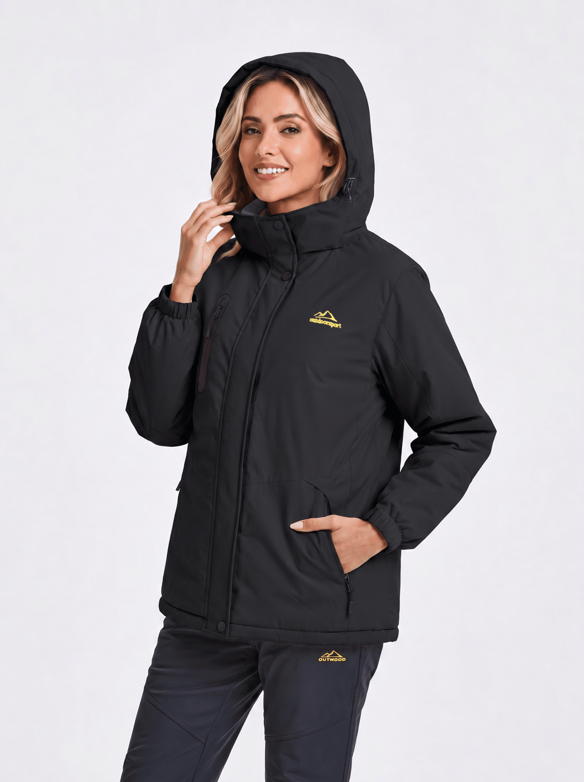 YUCOLEN Women's Waterproof Ski Jacket Fleece Lined Insulated Winter Snow Coat with 5 Pockets in Black