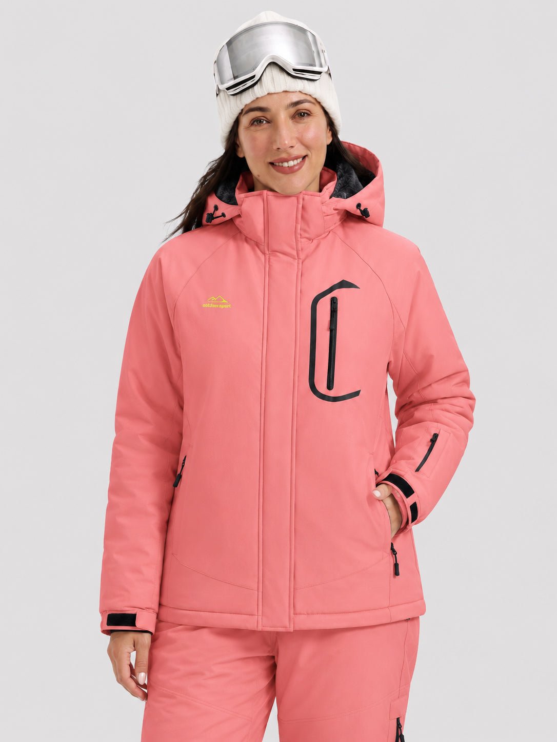 YUCOLEN Women's Windproof Ski Jacket Warm Fleece Lined Winter Snow Coat in Aquamarine