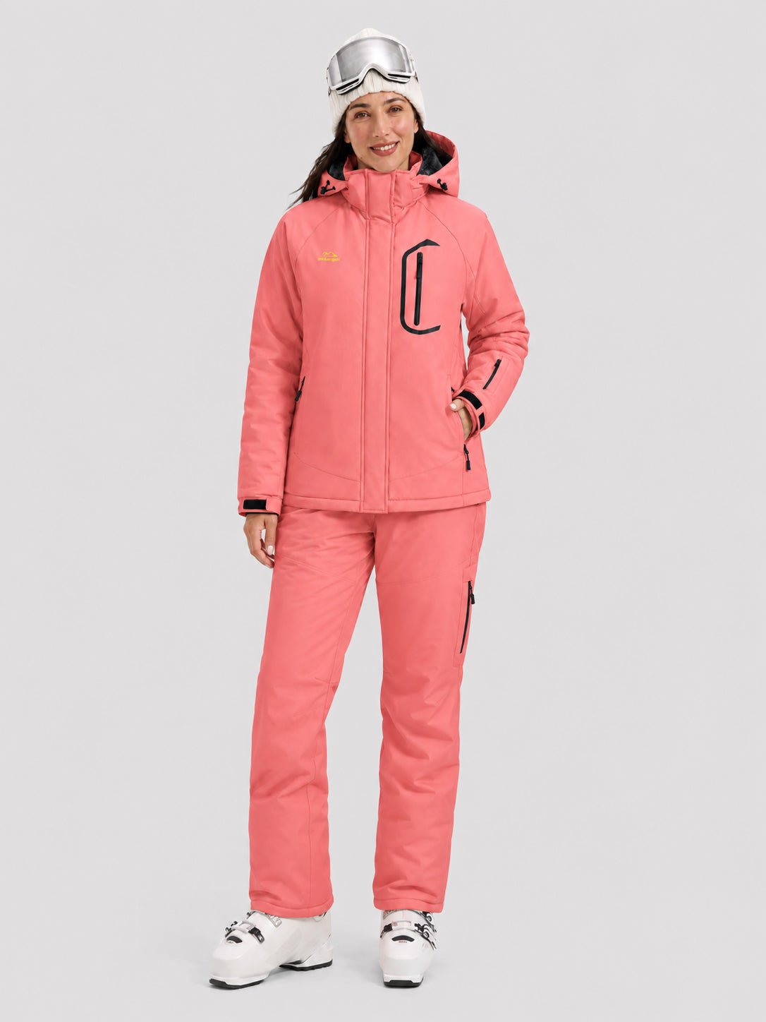YUCOLEN Women's Windproof Ski Jacket Warm Fleece Lined Winter Snow Coat in Aquamarine