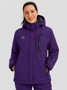 YUCOLEN Women's Windproof Ski Jacket Warm Fleece Lined Winter Snow Coat in Dark Purple