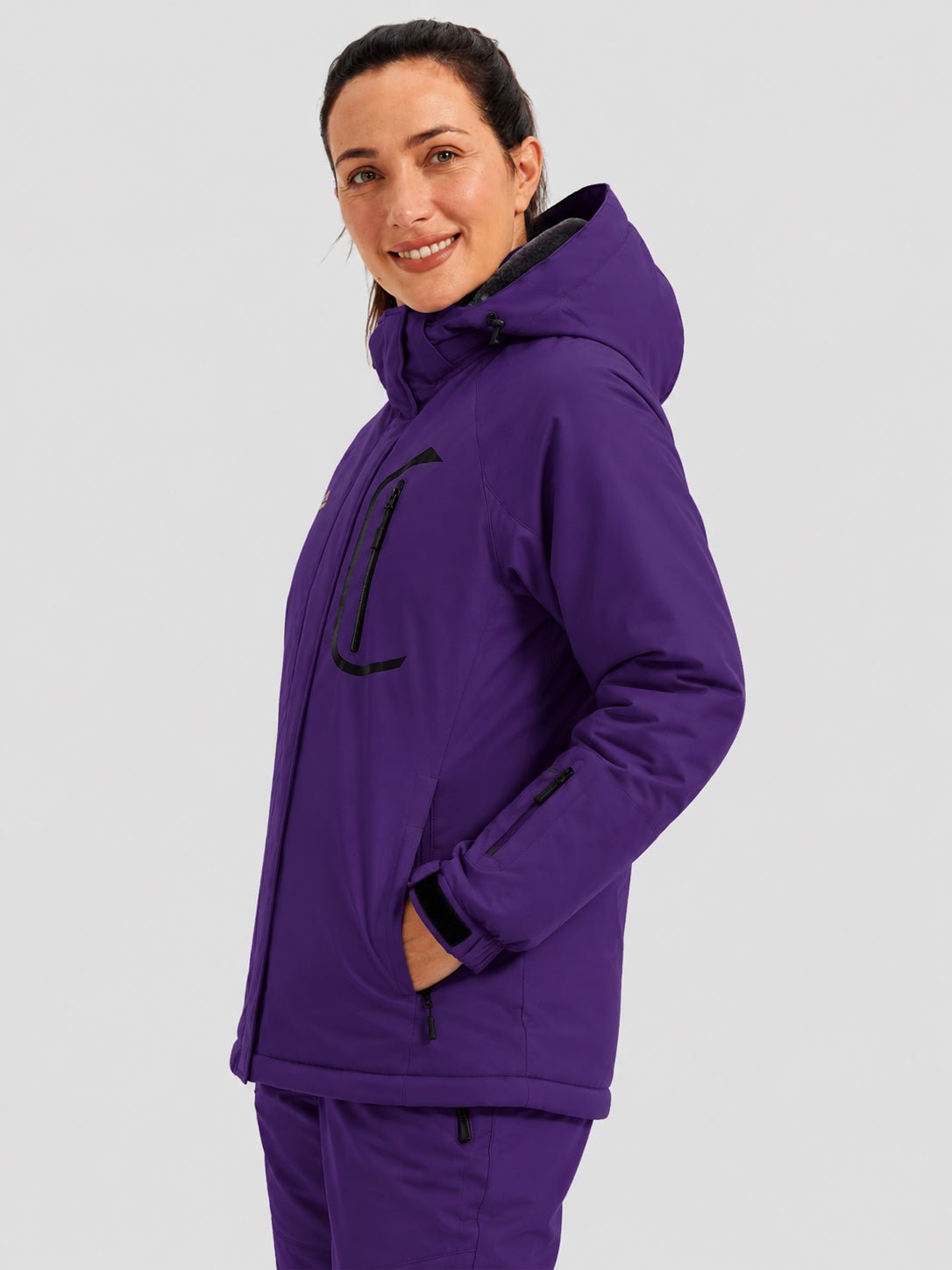 YUCOLEN Women's Windproof Ski Jacket Warm Fleece Lined Winter Snow Coat in Dark Purple
