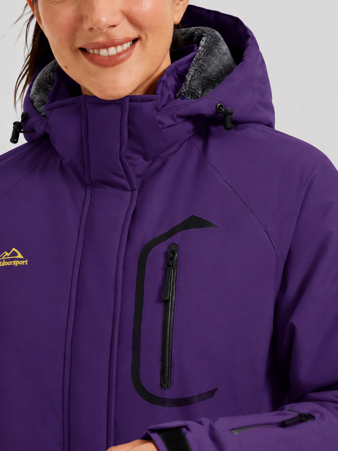YUCOLEN Women's Windproof Ski Jacket Warm Fleece Lined Winter Snow Coat in Dark Purple