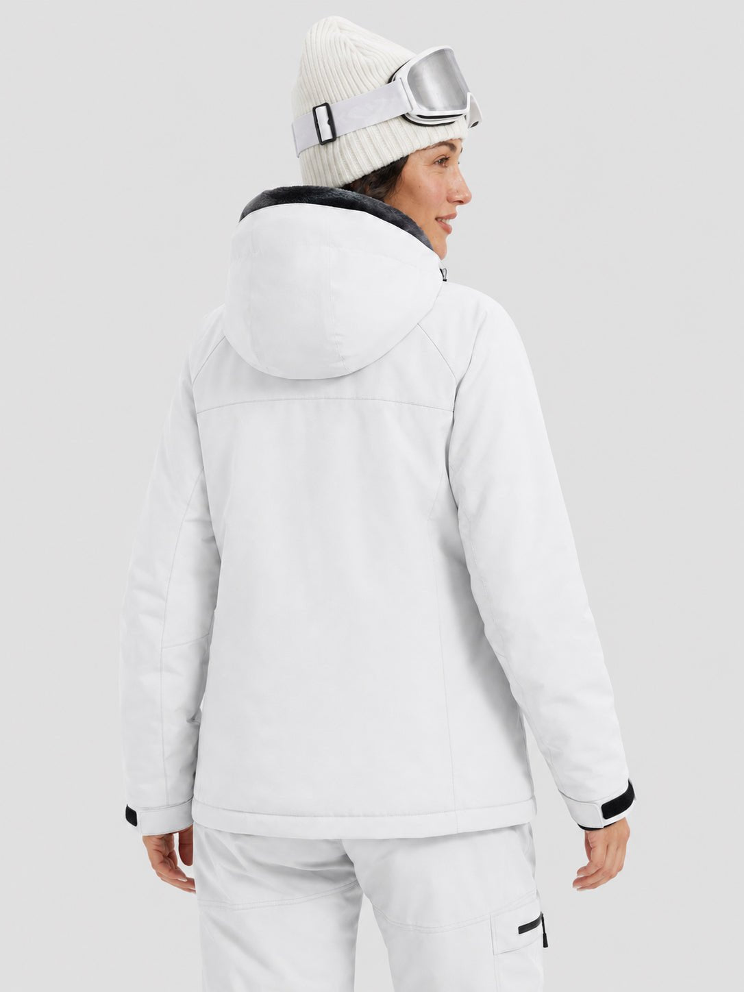 YUCOLEN Women's Windproof Ski Jacket Warm Fleece Lined Winter Snow Coat in White