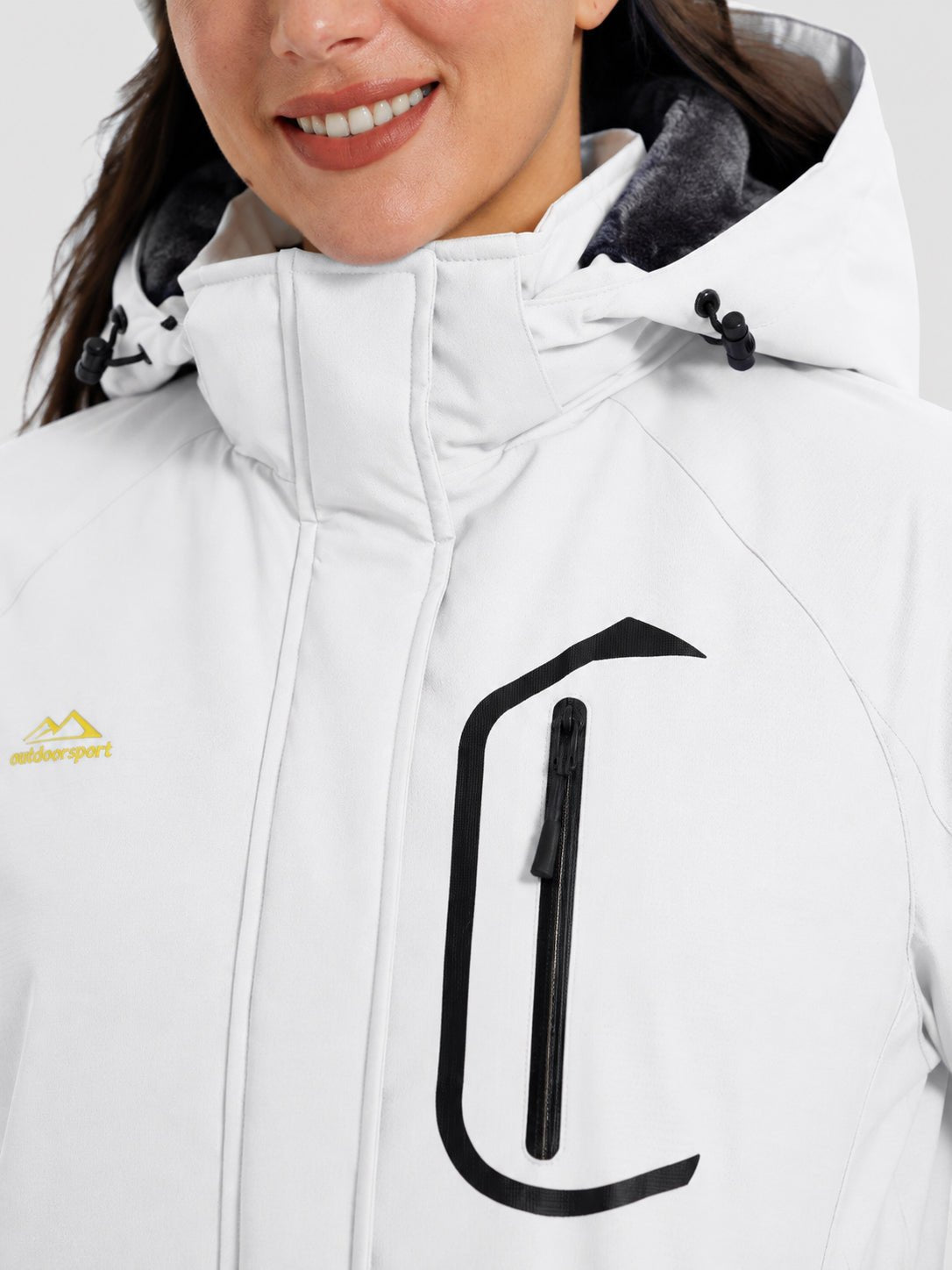 YUCOLEN Women's Windproof Ski Jacket Warm Fleece Lined Winter Snow Coat in White