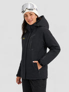 YUCOLEN Women's Windproof Ski Jacket Warm Fleece Lined Winter Snow Coat in Black