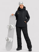 YUCOLEN Women's Windproof Ski Jacket Warm Fleece Lined Winter Snow Coat in Black